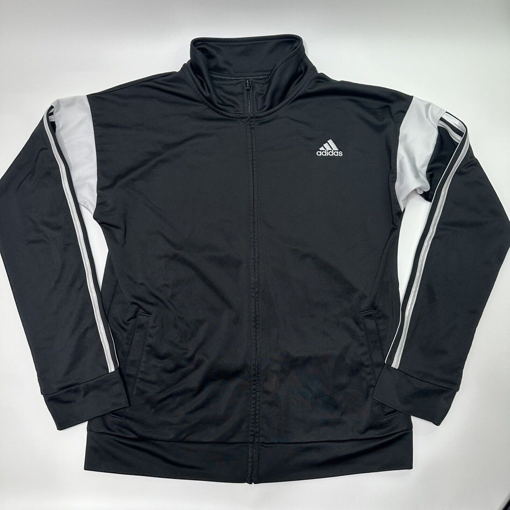 Adidas Youth Sz XL 18-20 Event21 Full Zip Tricot Track Jacket Kid Black 3 Stripe
